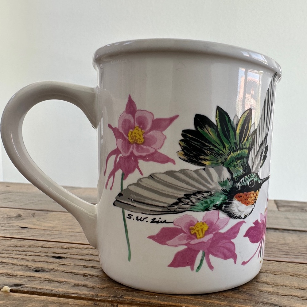 1993 Vintage Hummingbird Coffee Mug S. W. Zui Flowers Creative Concepts